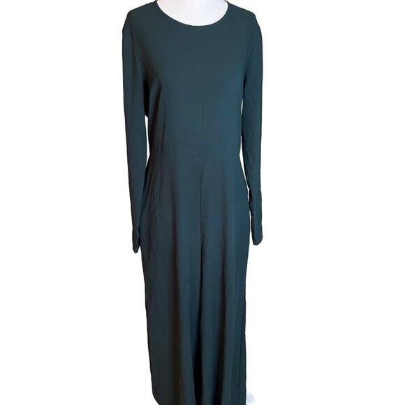 Adam Lippes Jada Flared long sleeve Jumpsuit in Green 8 Womens Dressy Catsuit - Picture 4 of 16